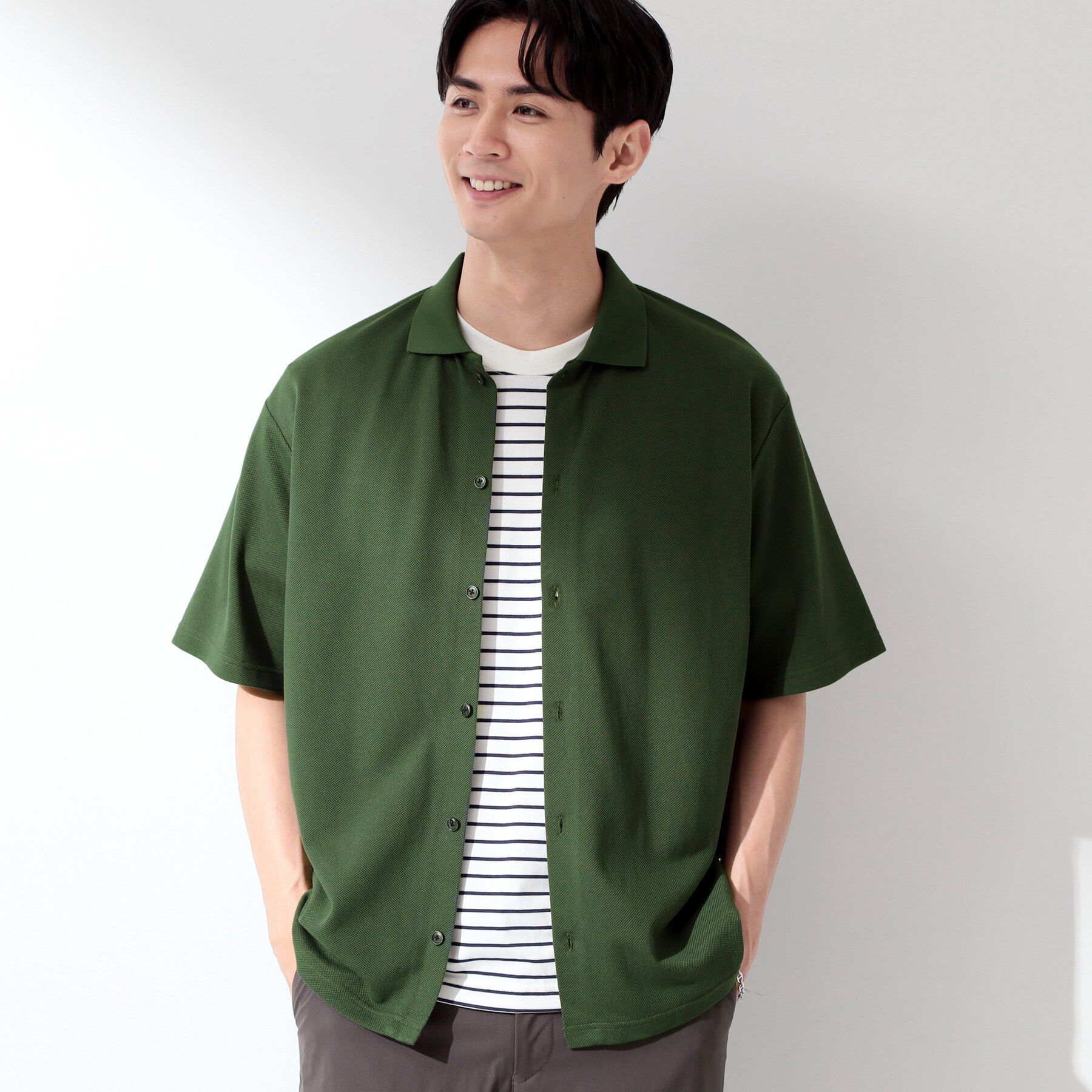 THE SHOP TK「【半袖シャツ＋インナー セットアイテム】カノコ半袖シャツ＆半袖Tシャツ」|カーディガン|