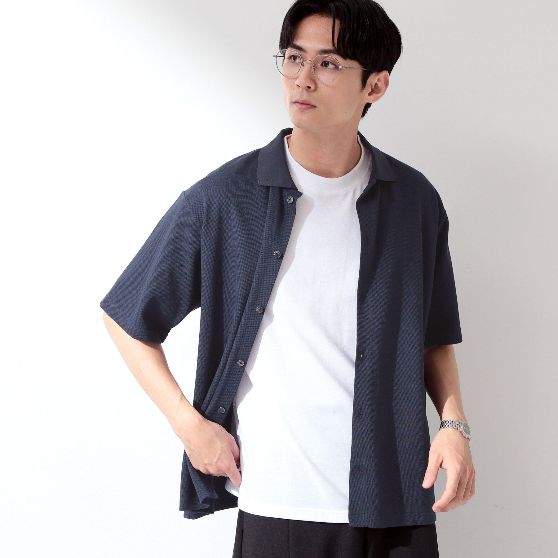 THE SHOP TK「【半袖シャツ＋インナー セットアイテム】カノコ半袖シャツ＆半袖Tシャツ」|カーディガン|
