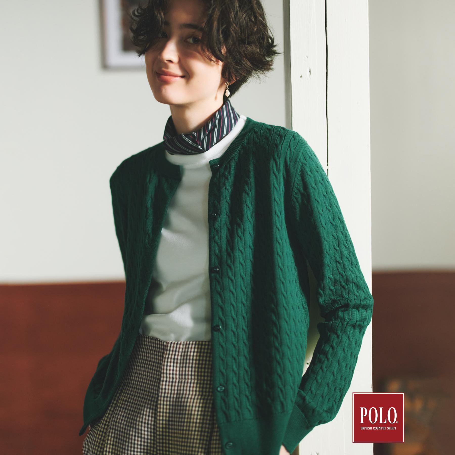 THE SHOP TK「POLO BCS/ケーブルクルーカーディガン」|カーディガン|