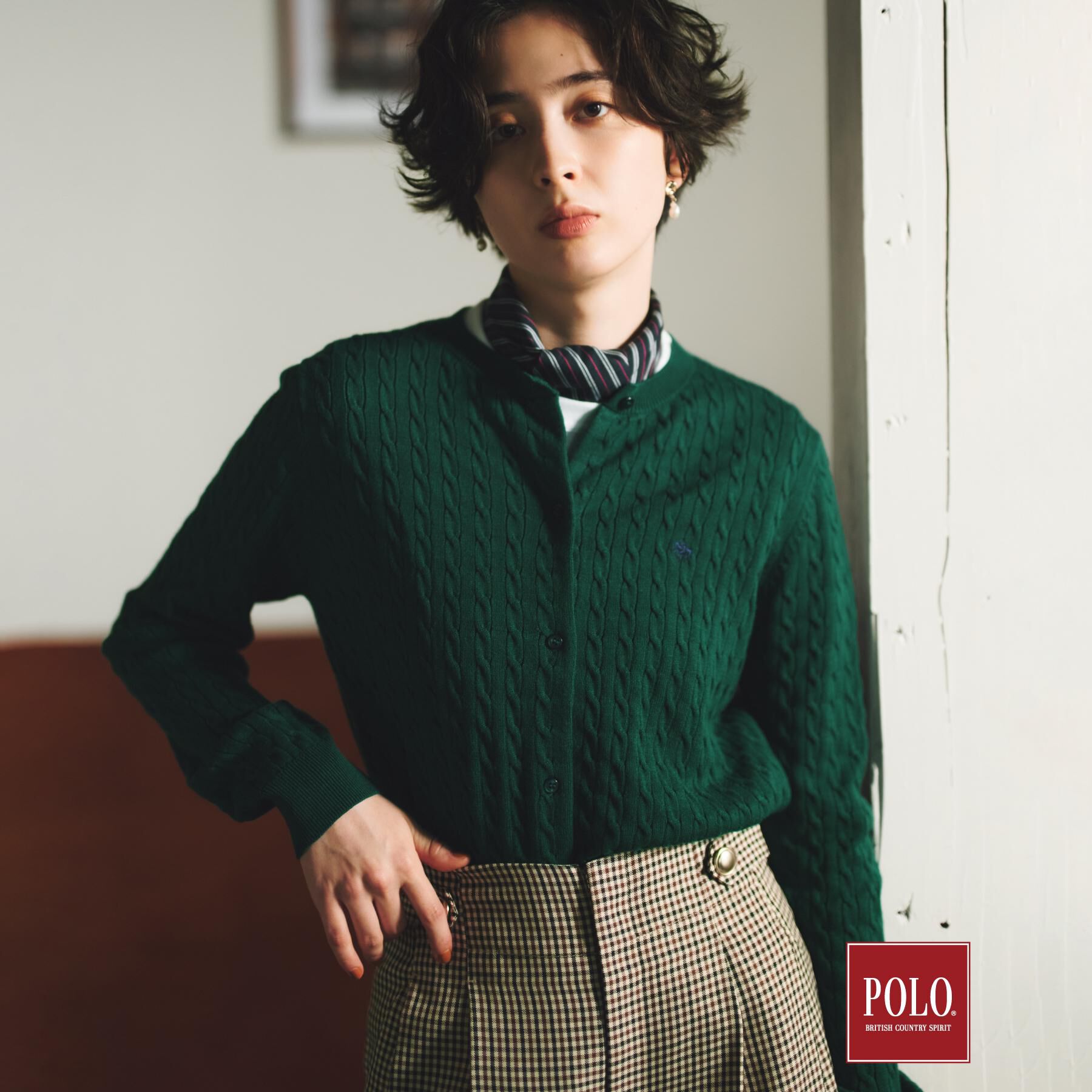 THE SHOP TK「POLO BCS/ケーブルクルーカーディガン」|カーディガン|