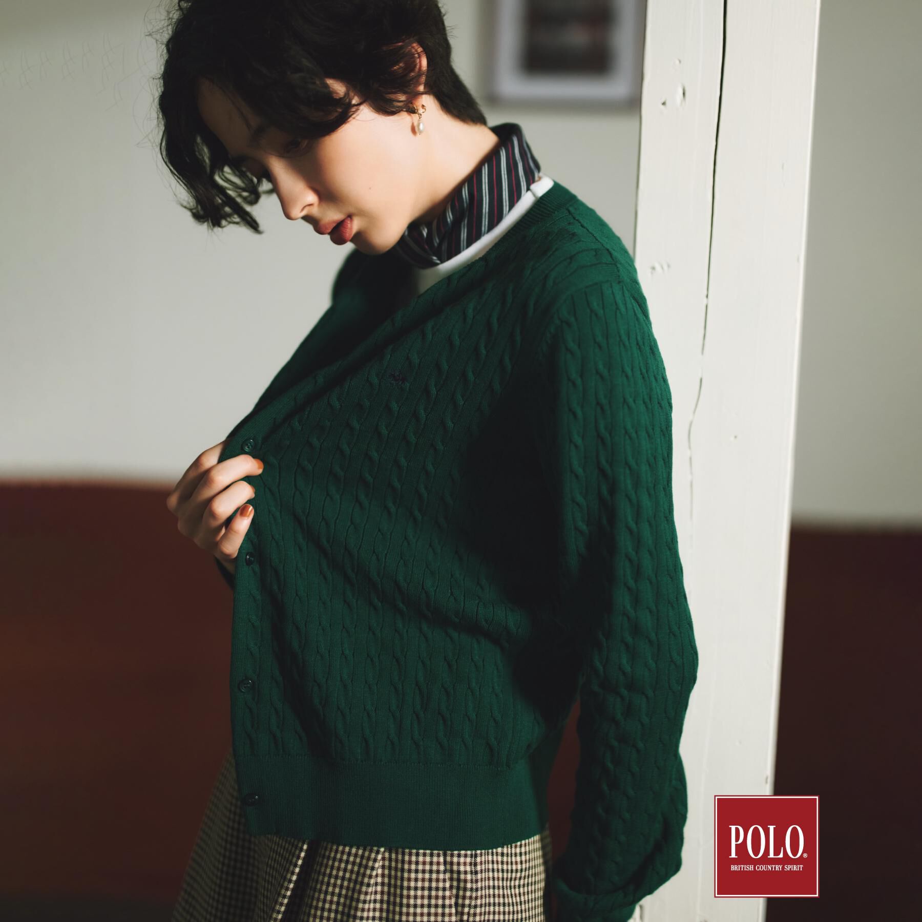 THE SHOP TK「POLO BCS/ケーブルクルーカーディガン」|カーディガン|