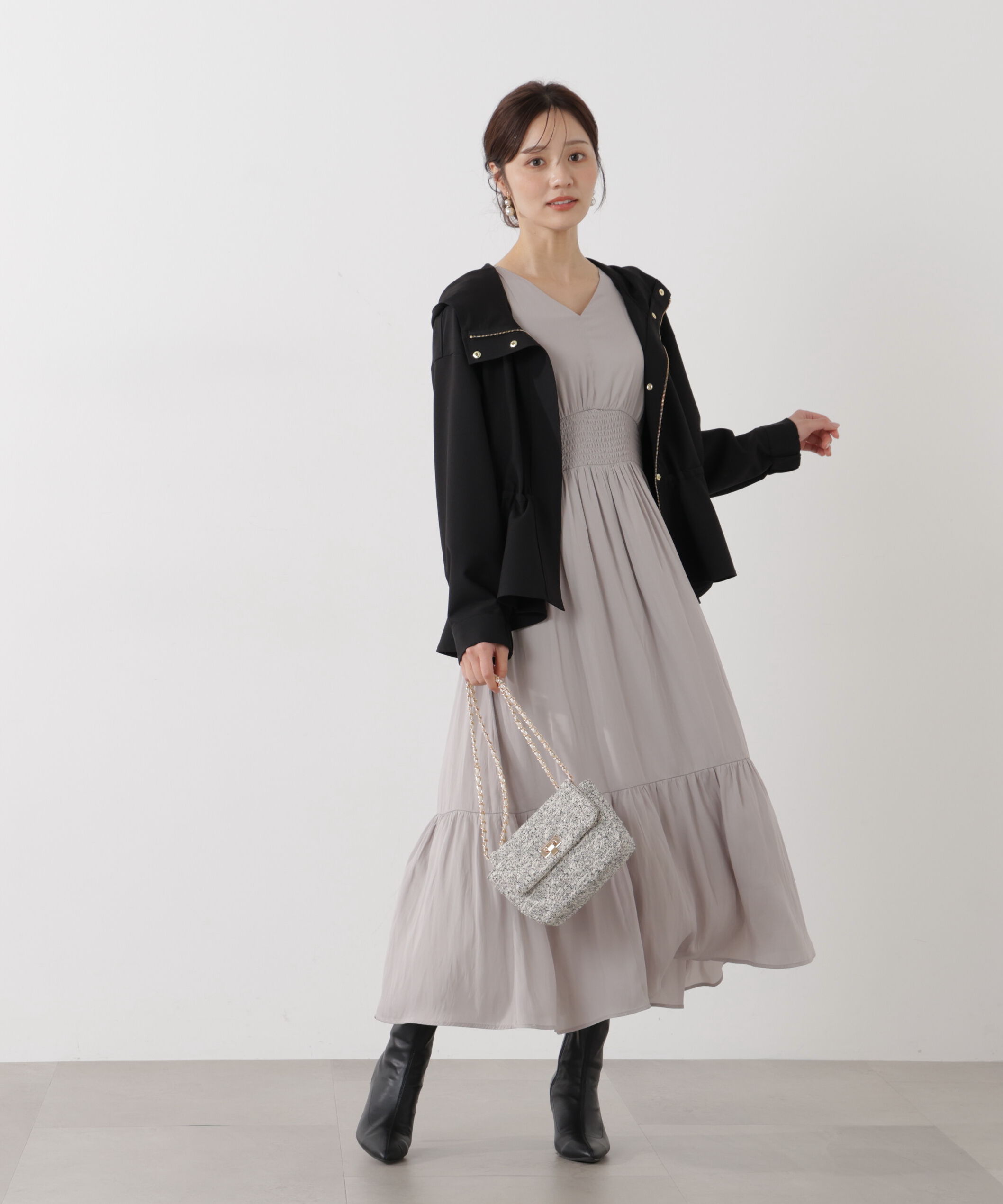 PROPORTION BODY DRESSING「タイ付きギャザーワンピース」|ワンピース|