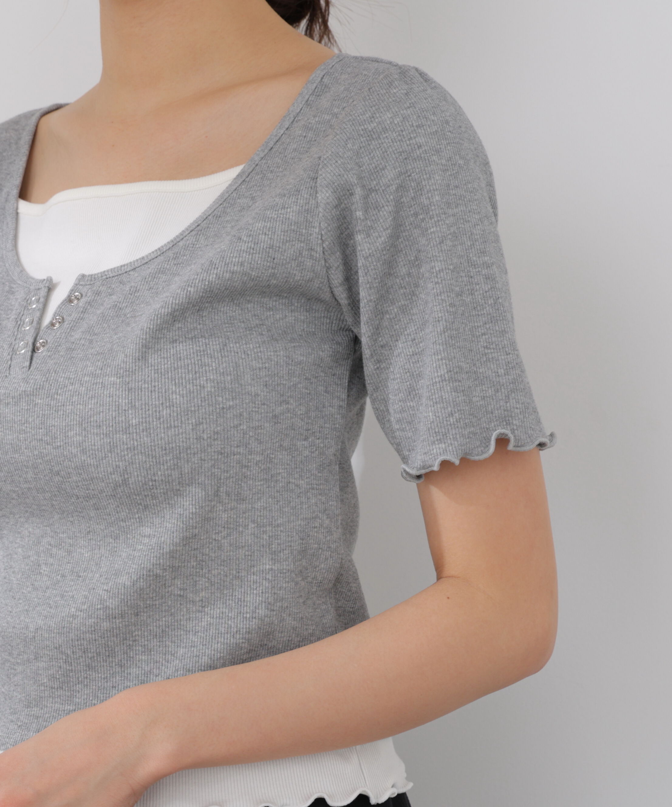 PROPORTION BODY DRESSING「見せかけヘンリーネックカットソー」|Tシャツ・カットソー|