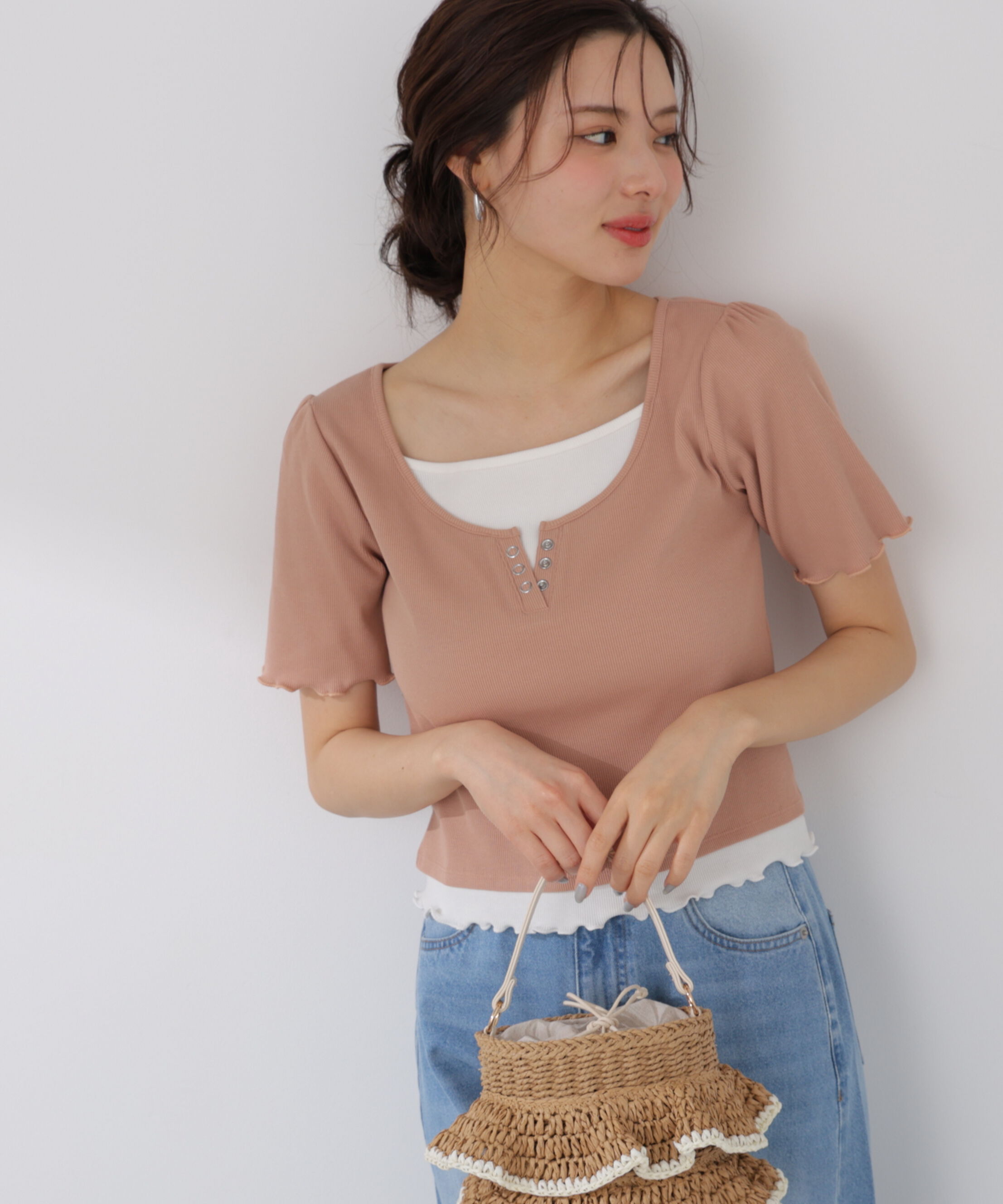 PROPORTION BODY DRESSING「見せかけヘンリーネックカットソー」|Tシャツ・カットソー|