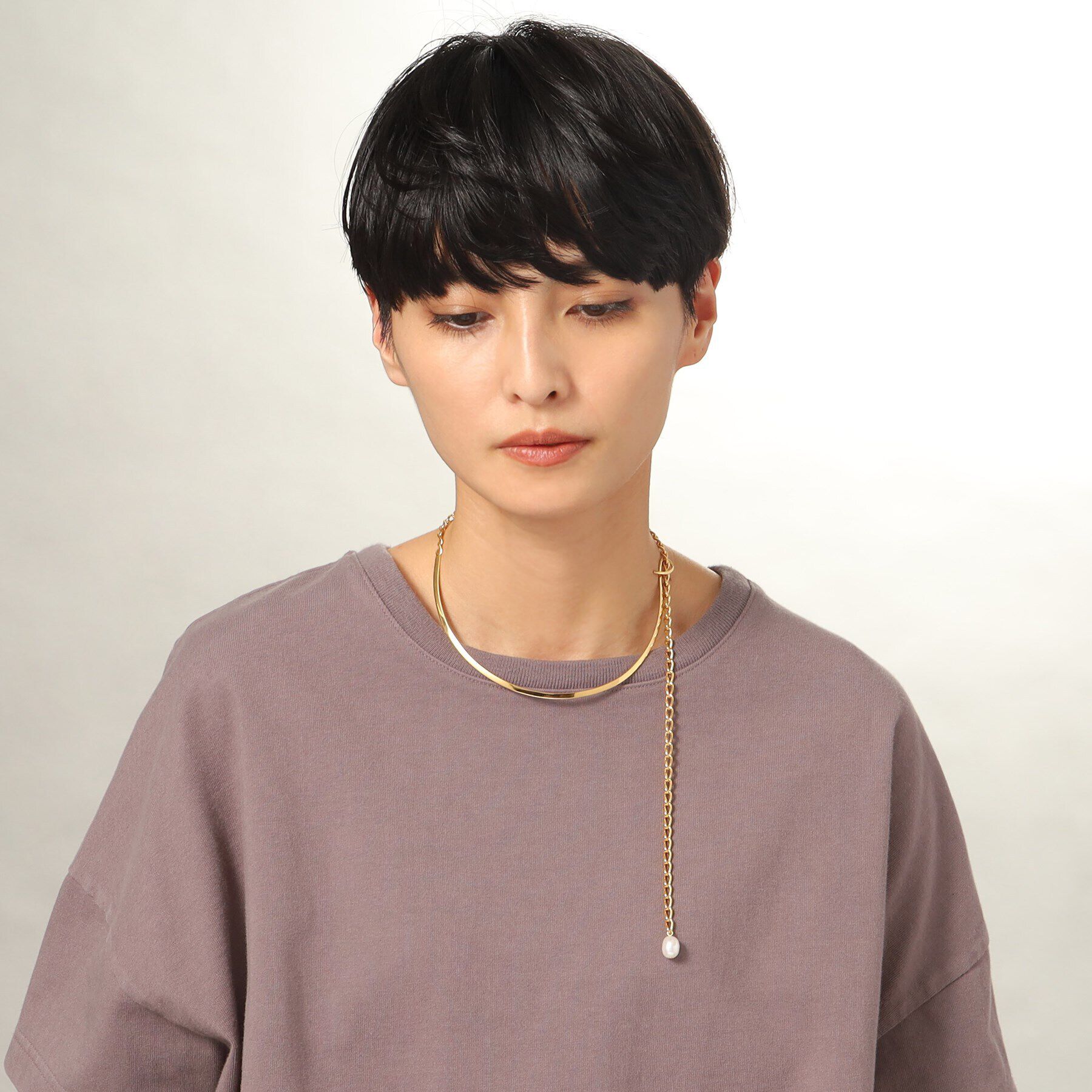 COCOSHNIK ONKITSCH「シルバー マルチチェーンネックレス メタル・パール GP」|ネックレス|