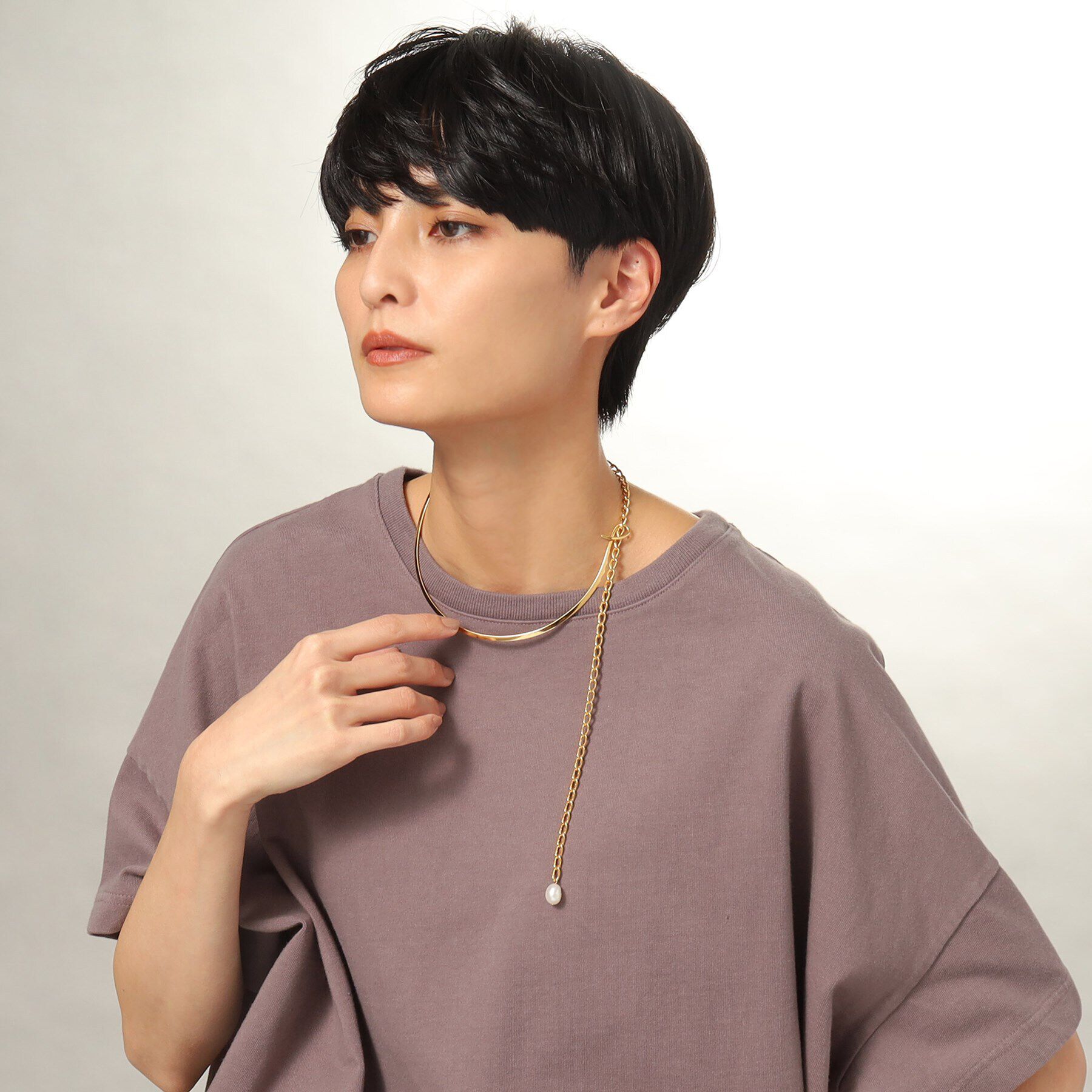 COCOSHNIK ONKITSCH「シルバー マルチチェーンネックレス メタル・パール GP」|ネックレス|