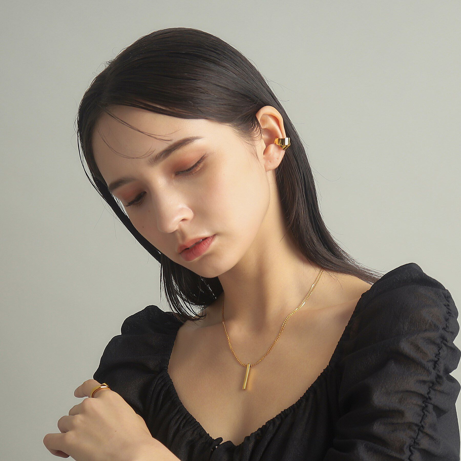 COCOSHNIK ONKITSCH「シルバー ダブルチェーンスクエアバーネックレス GP」|ネックレス|