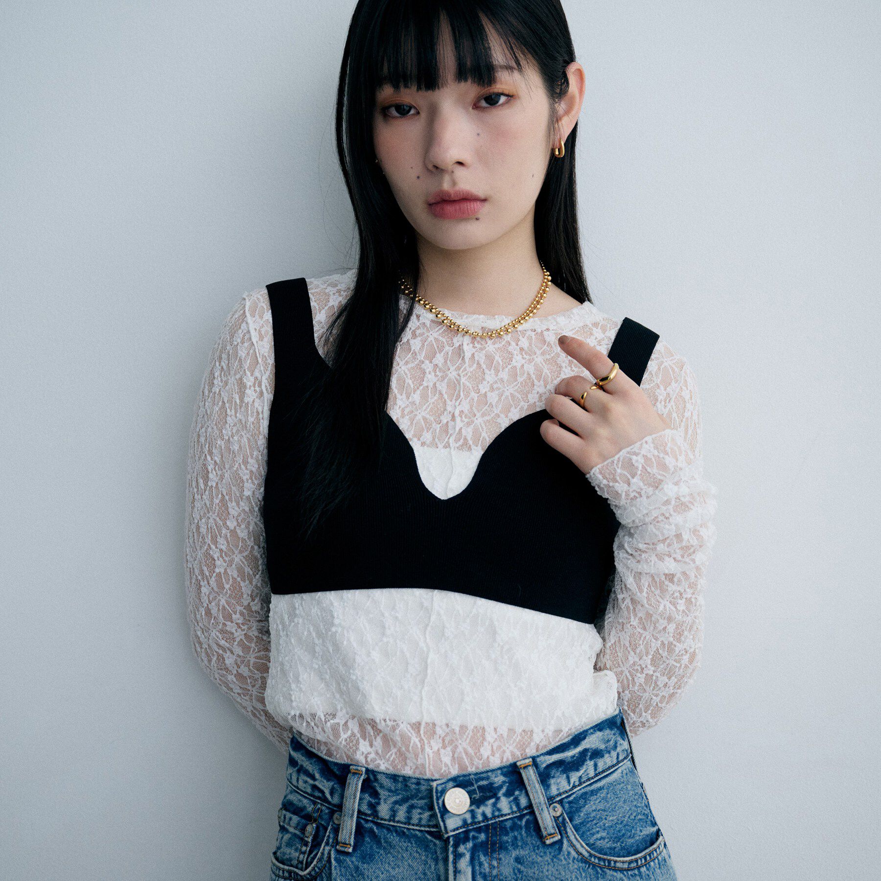 COCOSHNIK ONKITSCH「シルバー ダブルボールチェーンネックレス GP」|ネックレス|
