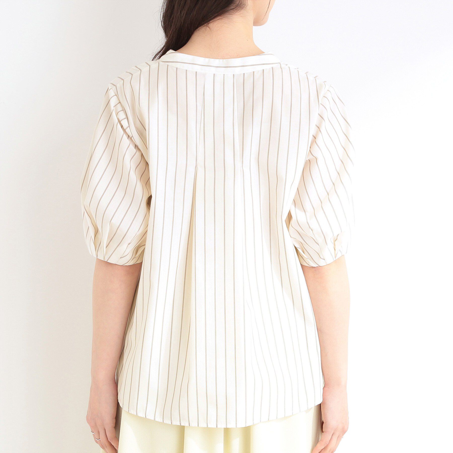 SHOO･LA･RUE「【高レビュー/洗濯後しわになりにくい/インせず着られる】自然に体型カバー 麻調ペプラムブラウス」|シャツ・ブラウス|