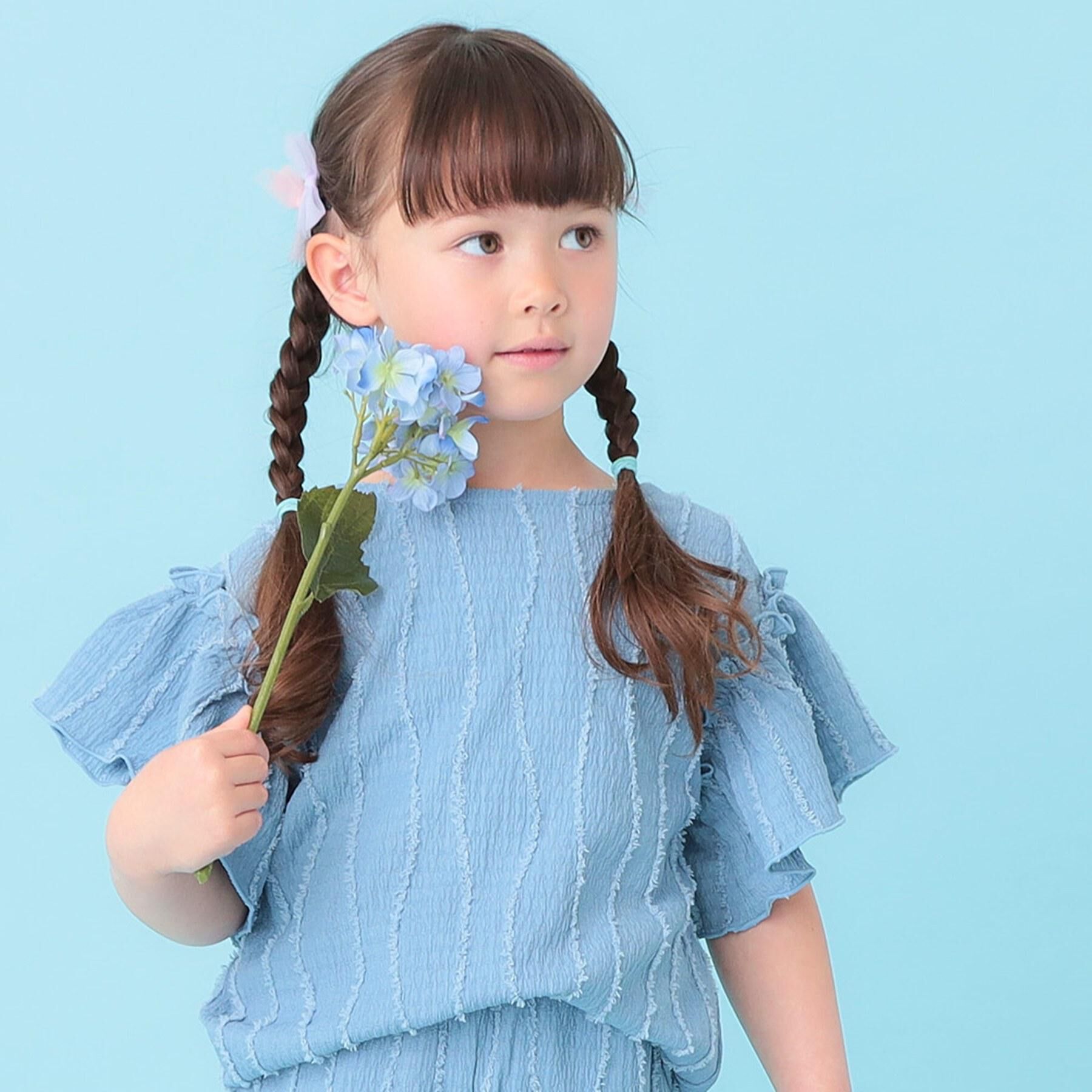 SHOO･LA･RUE「【100-150cm】フリンジジャカードフリルカットソー」|Tシャツ・カットソー|