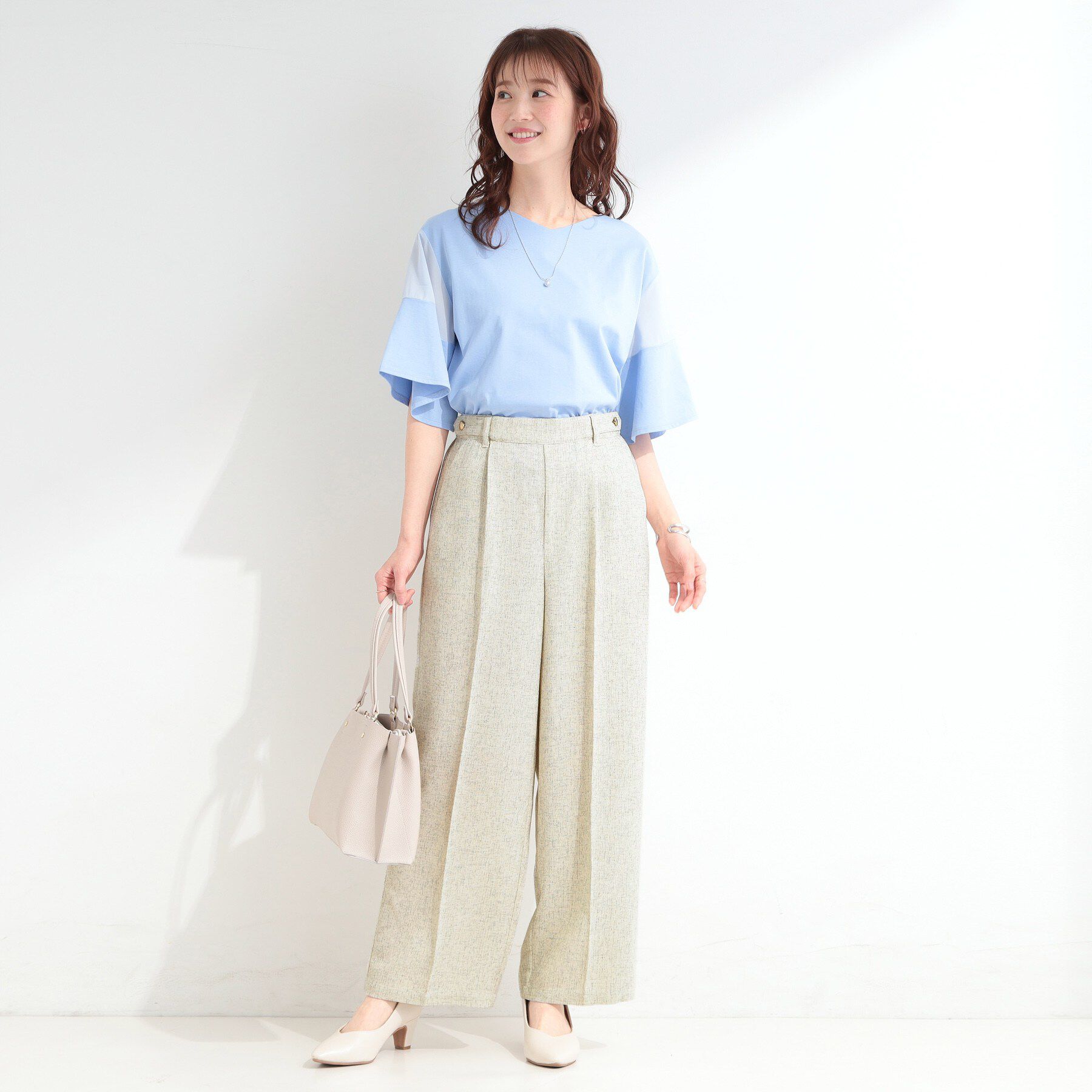 SHOO･LA･RUE「【S-LL】程よくきちんと見え サマーツイード風タックワイドパンツ」|その他|