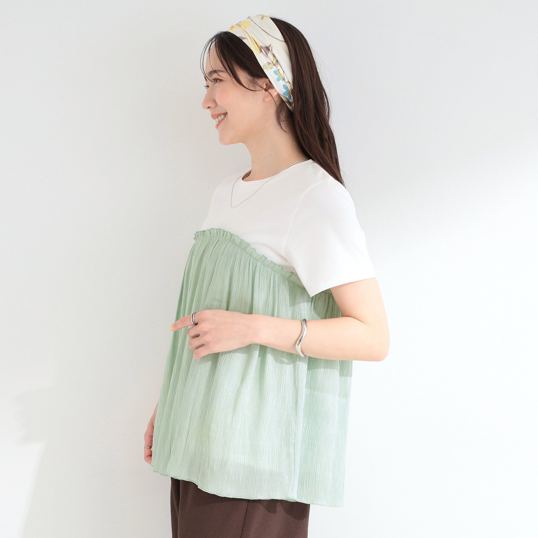 SHOO･LA･RUE「【ひんやり】1枚でインせず決まる きらきらビスチェ風Tシャツ」|Tシャツ・カットソー|