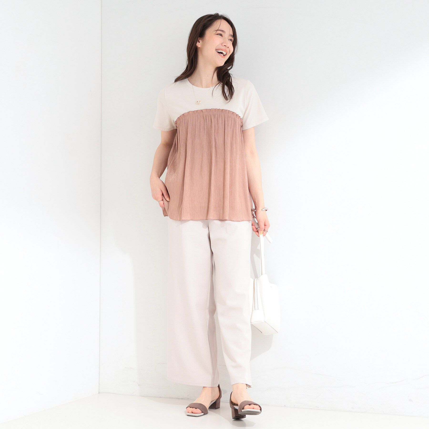 SHOO･LA･RUE「【ひんやり】1枚でインせず決まる きらきらビスチェ風Tシャツ」|Tシャツ・カットソー|