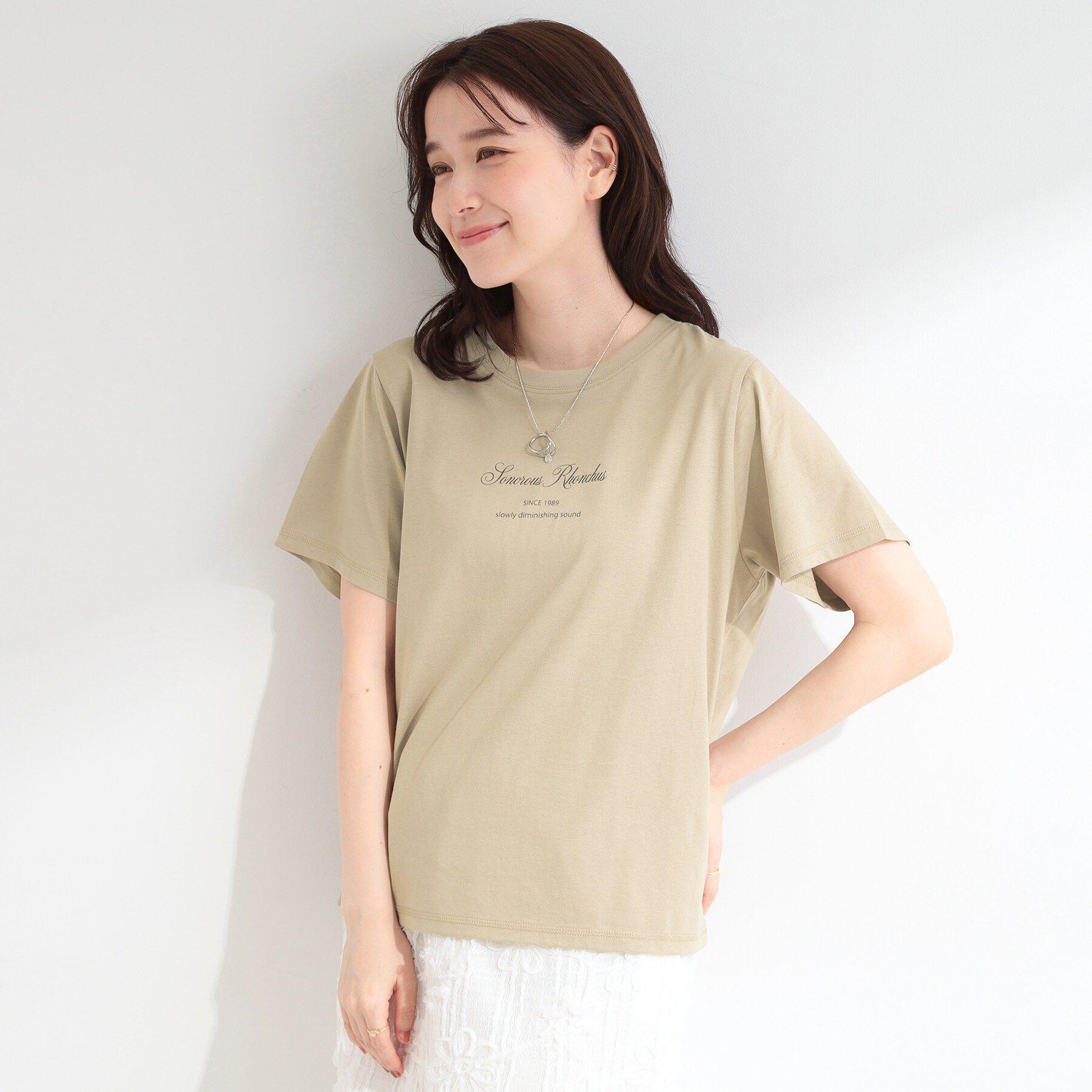 SHOO･LA･RUE「【ひんやり/S-LL/洗濯機可】真夏に着たい 大人のベーシックカラープリントTシャツ」|Tシャツ・カットソー|