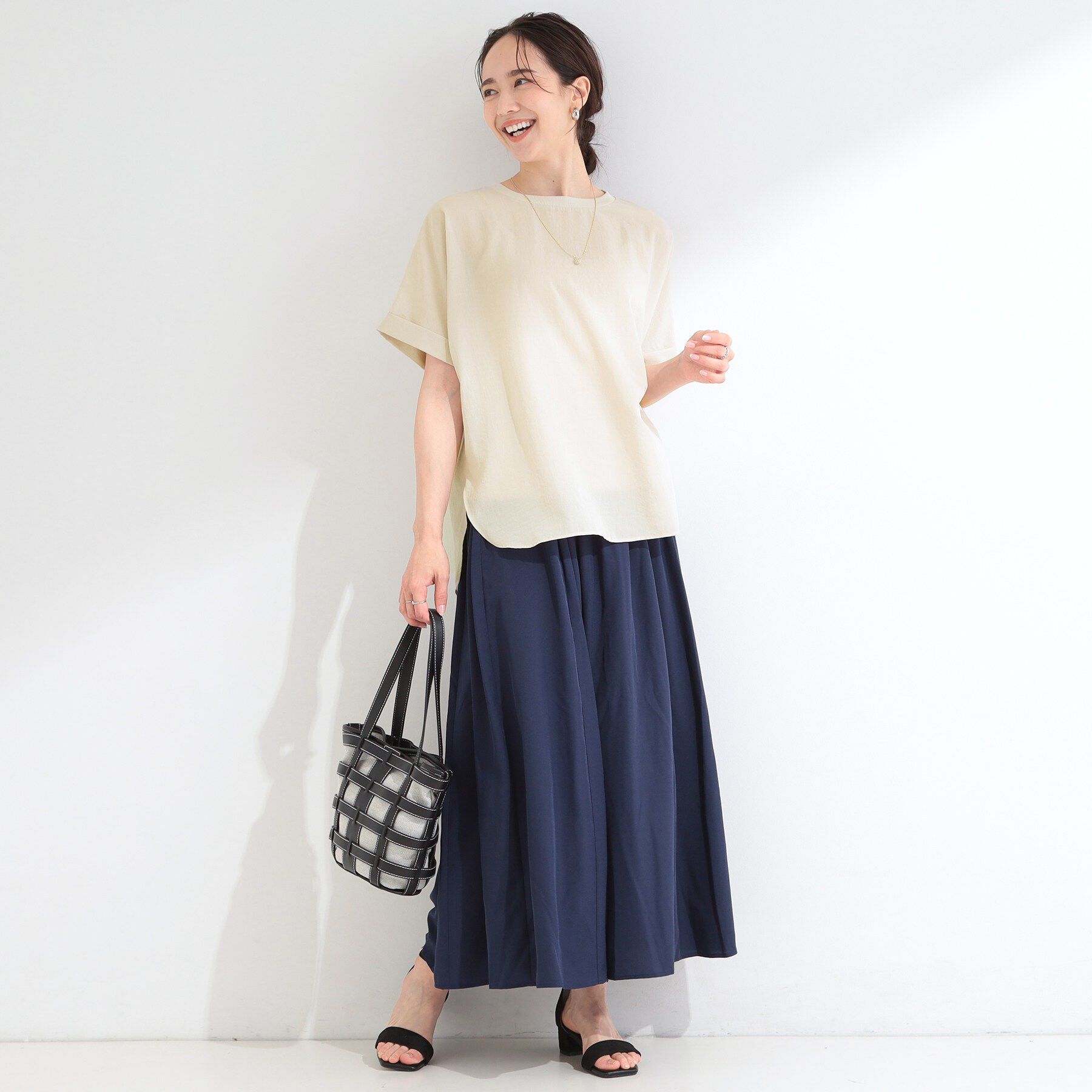 SHOO･LA･RUE「【着丈選べる/ひんやり/体型カバー】洗濯後しわになりにくい さらっと快適ドルマントップス」|シャツ・ブラウス|