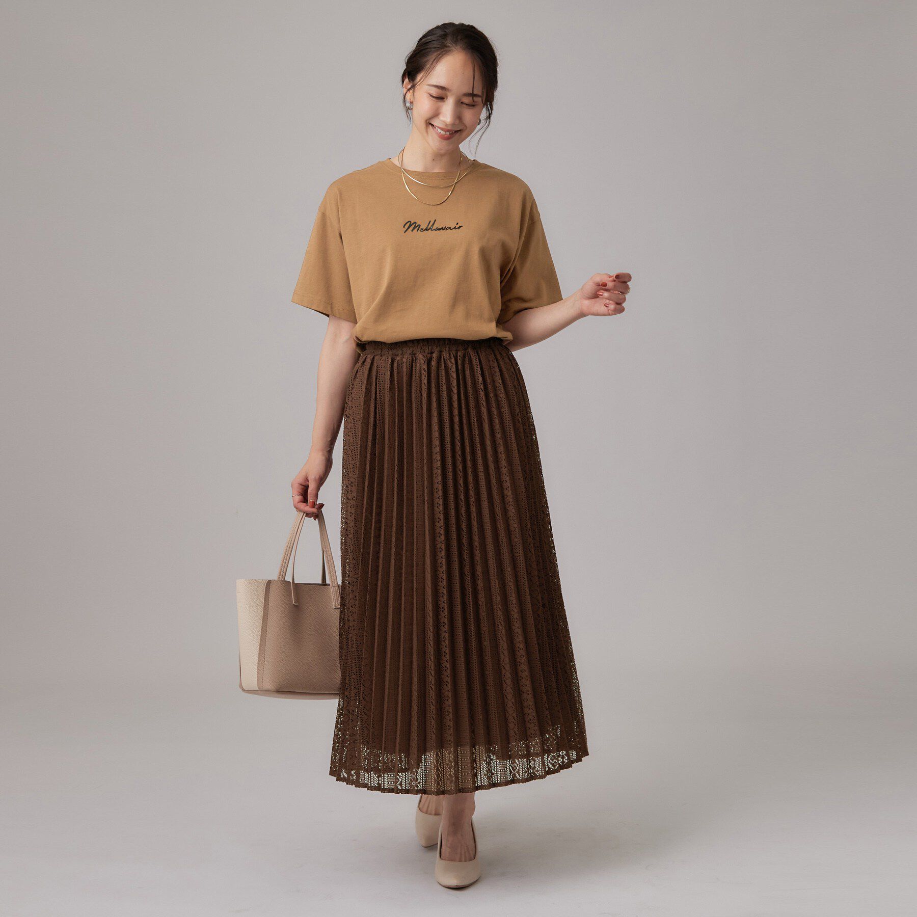 SHOO･LA･RUE「【S－LL】ゆれるレースとシアー感がオトナかわいい レースプリーツスカート」|スカート|