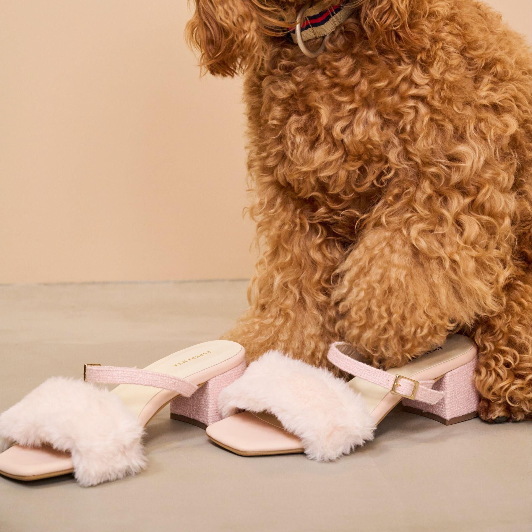 ESPERANZA「【Fur Collection】フェイクファー付き2WAYミュールサンダル」|サンダル|ピンク(972)
