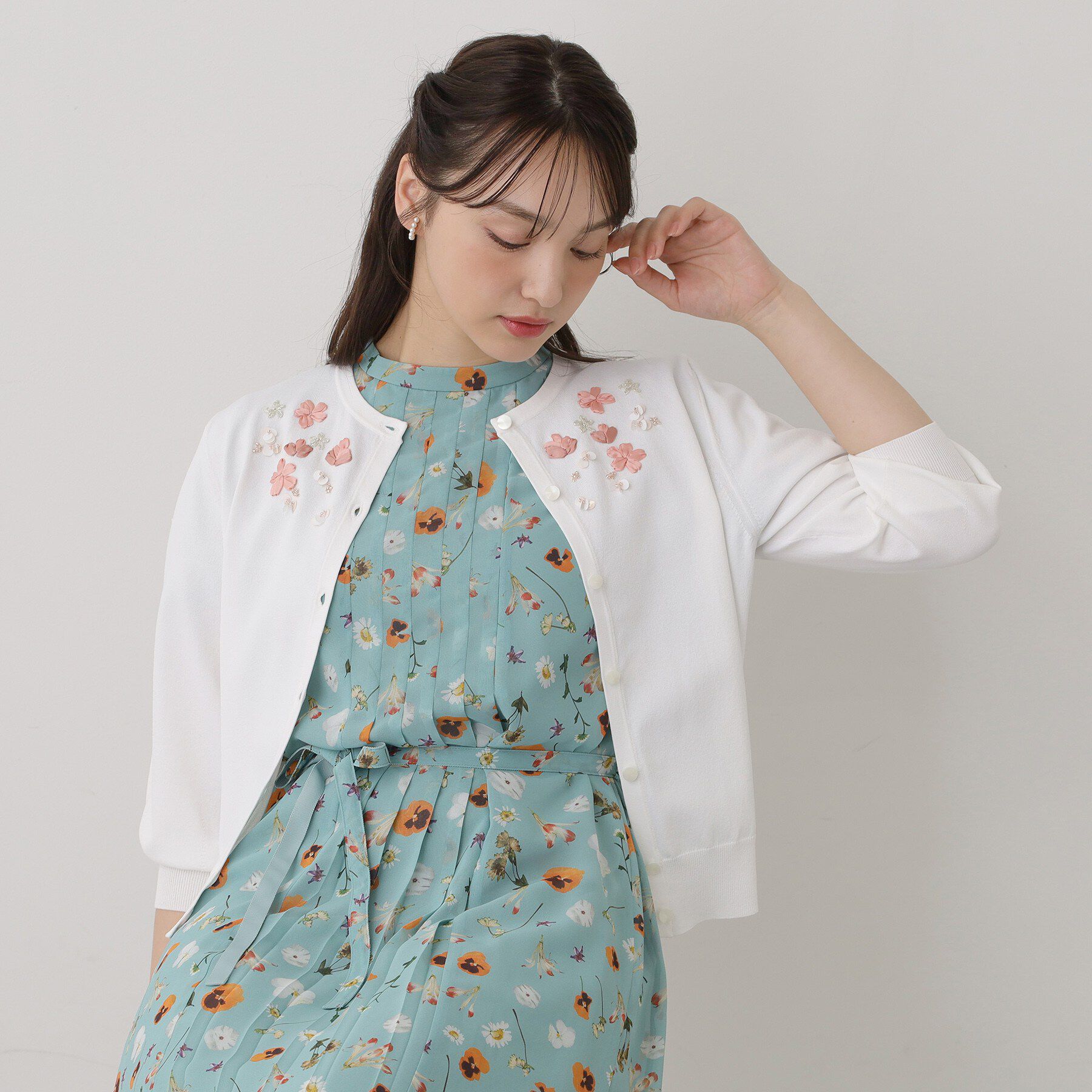 SunaUna「【SS～Lサイズ展開／スパンコール・ビジュー・刺繍】クラフトカーディガン」|カーディガン|