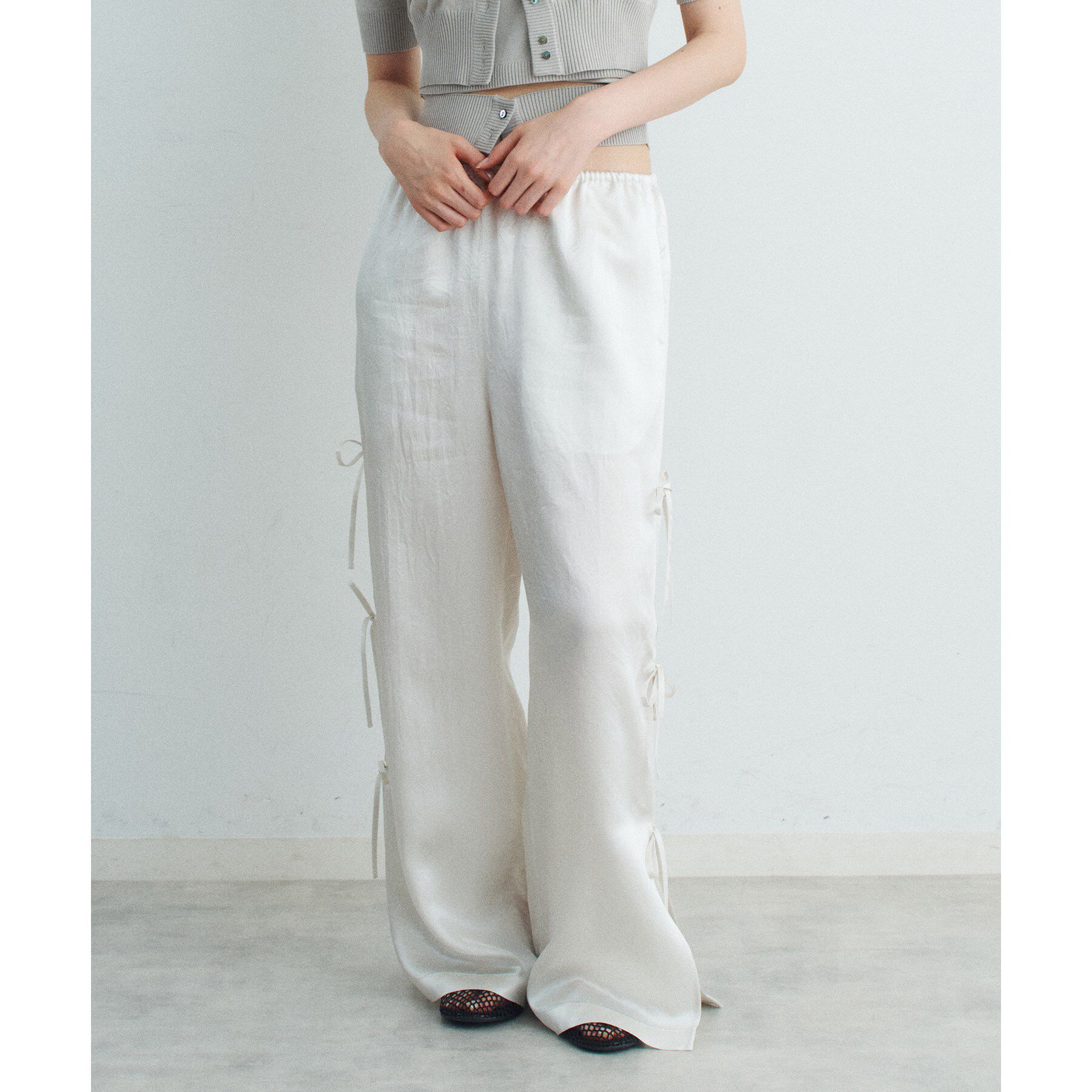 CODE A「ribbon easy pants」|その他|ホワイト(001)