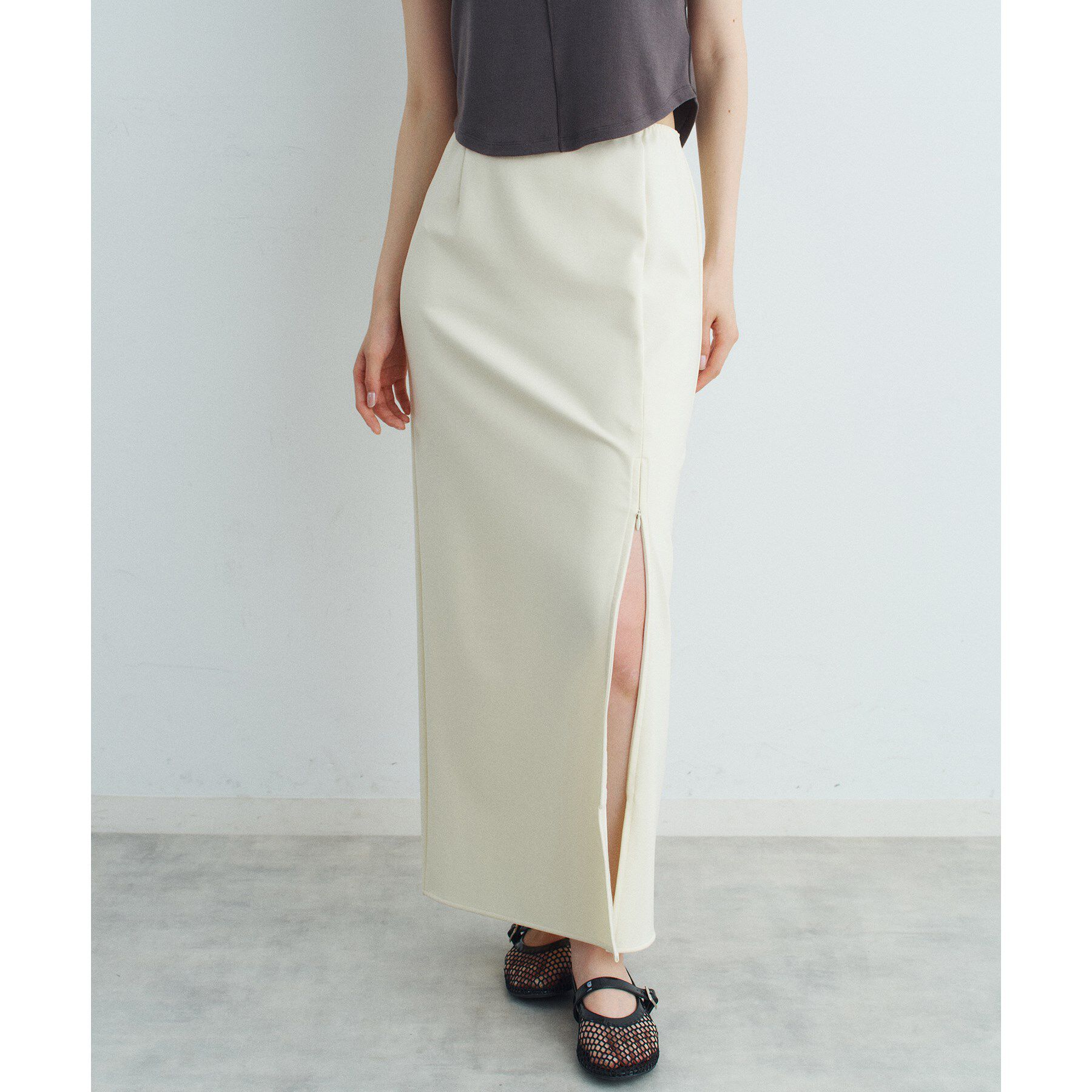 CODE A「slit jersey skirt」|スカート|オフホワイト(003