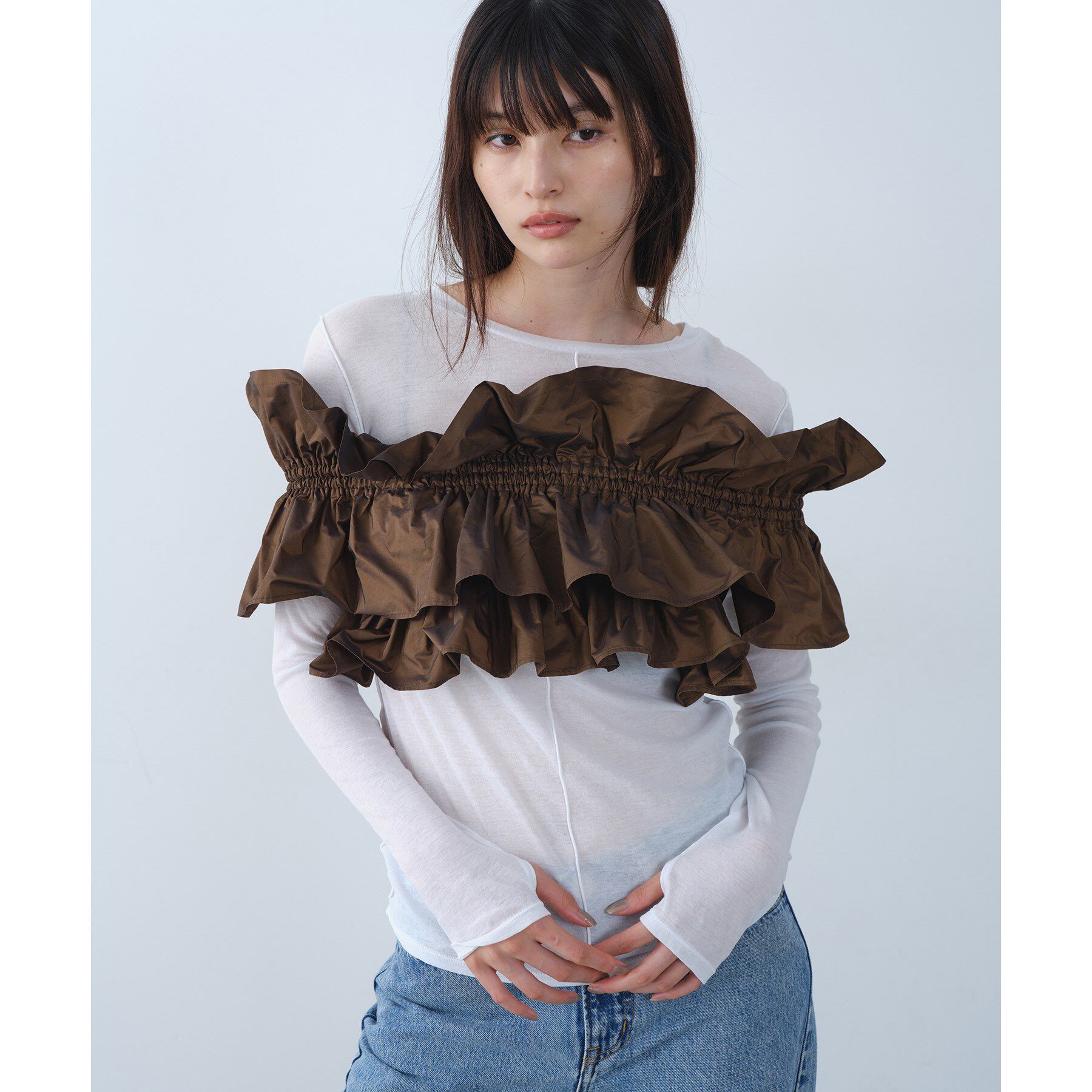 CODE A「frill design bustier」|シャツ・ブラウス|ブラウン(043)