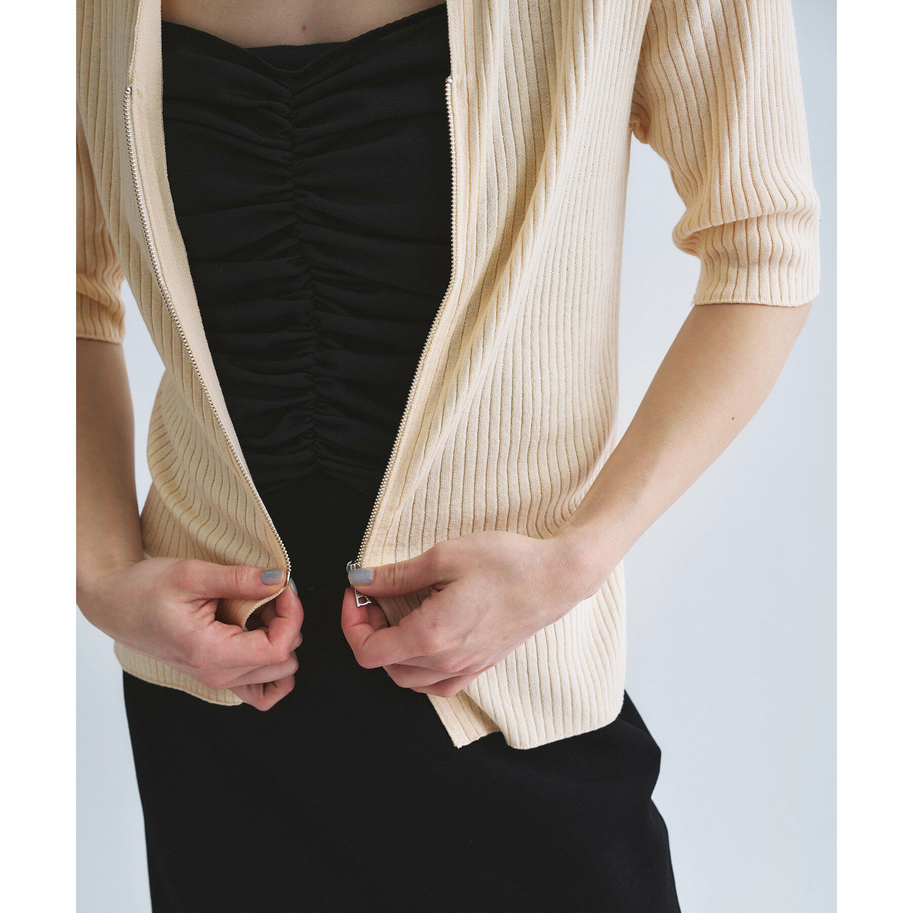CODE A「rib zip cardigan」|カーディガン|