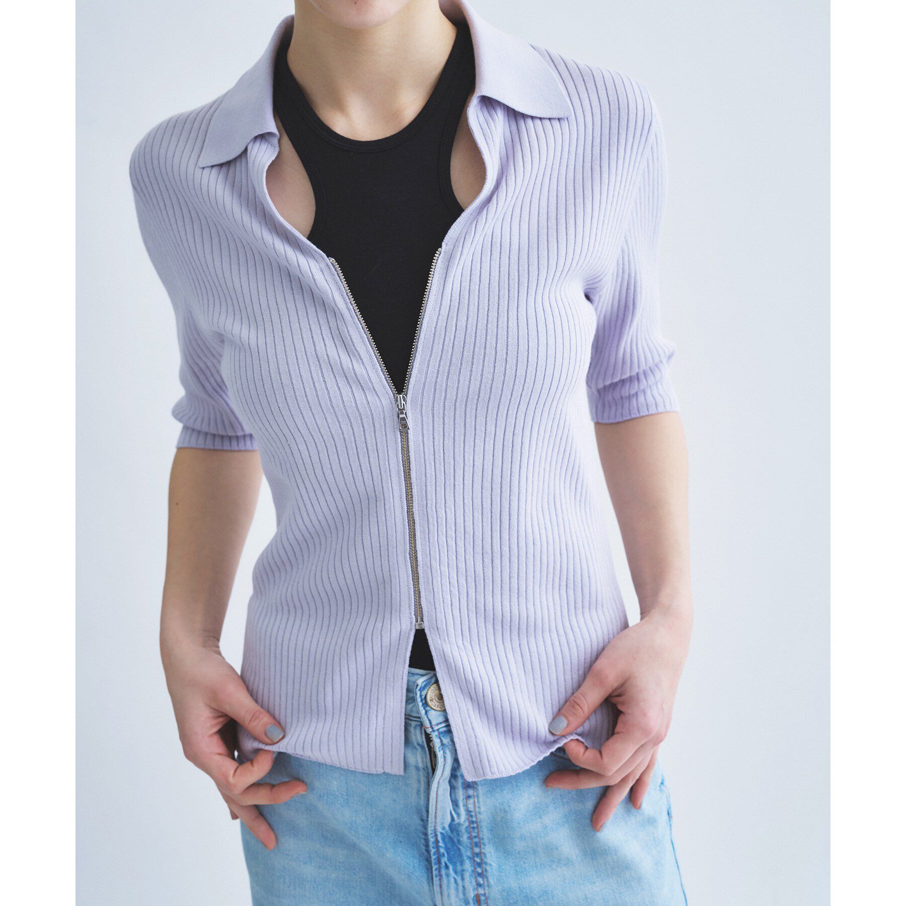 CODE A「rib zip cardigan」|カーディガン|