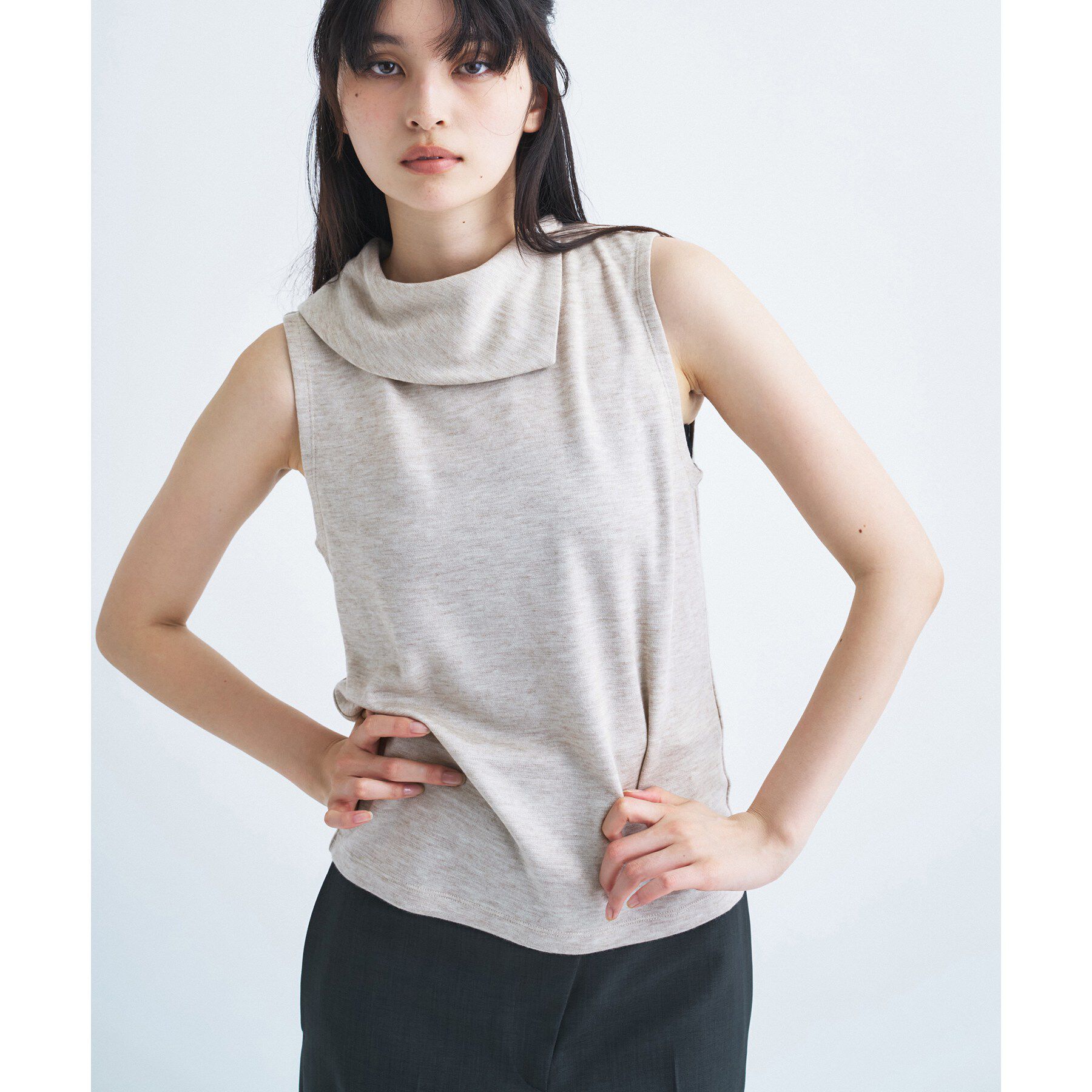 CODE A「PROTAGONISTA｜drape tee」|Tシャツ・カットソー|グレージュ(050)