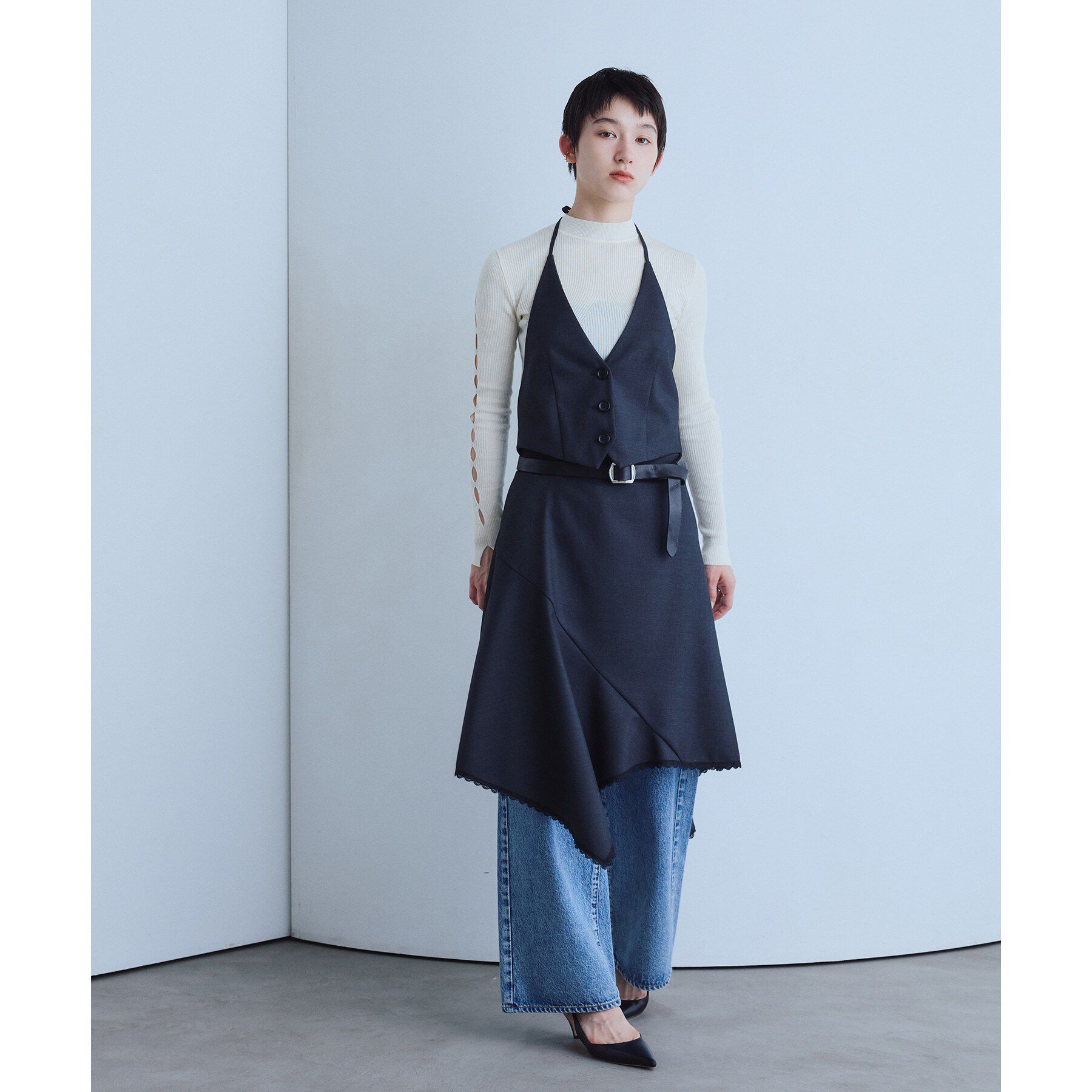 CODE A「back ribbon vest」|ベスト・ジレ|