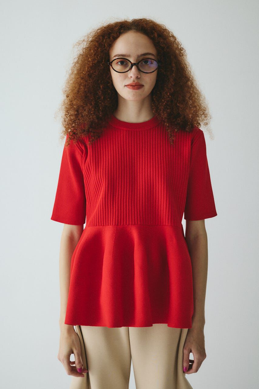 HeRIN.CYE「Flare hem knit tops」|ニット・セーター|RED