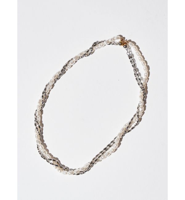 ELENDEEK「PEARL&CHAIN DOUBLE NECKLACE」|ネックレス|シルバー
