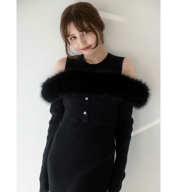dazzlin「【追加生産分】オフショルファードッキングニットワンピース」|ワンピース|