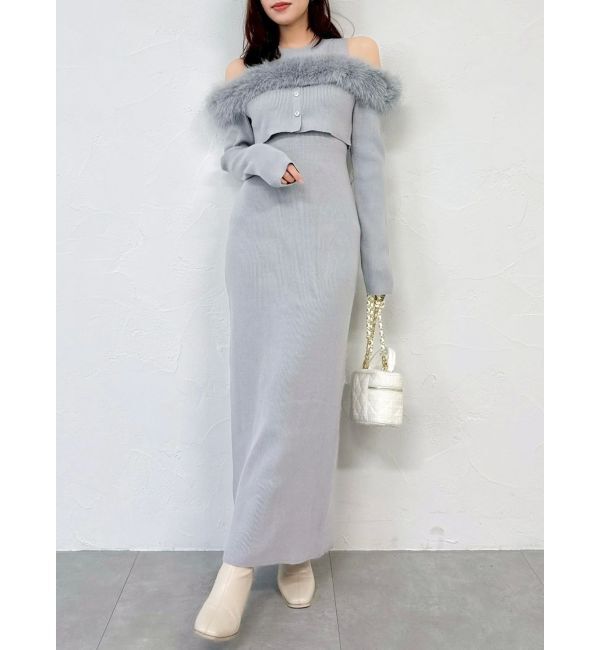 dazzlin「【追加生産分】オフショルファードッキングニットワンピース」|ワンピース|