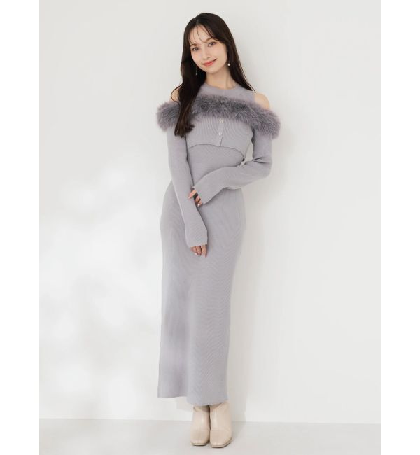 dazzlin「【追加生産分】オフショルファードッキングニットワンピース」|ワンピース|