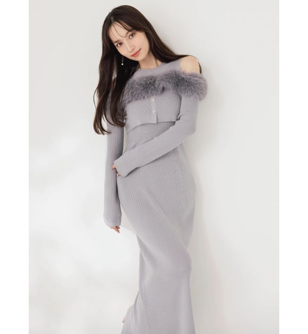 dazzlin「【追加生産分】オフショルファードッキングニットワンピース」|ワンピース|