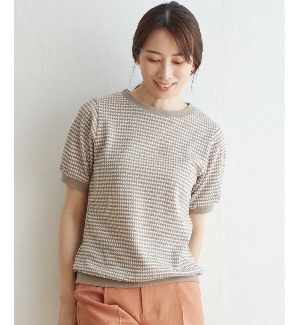 ikka「【雑誌 InRed 6月号掲載】ハニカム柄ジャガードカットソー」|Tシャツ・カットソー|ベージュ