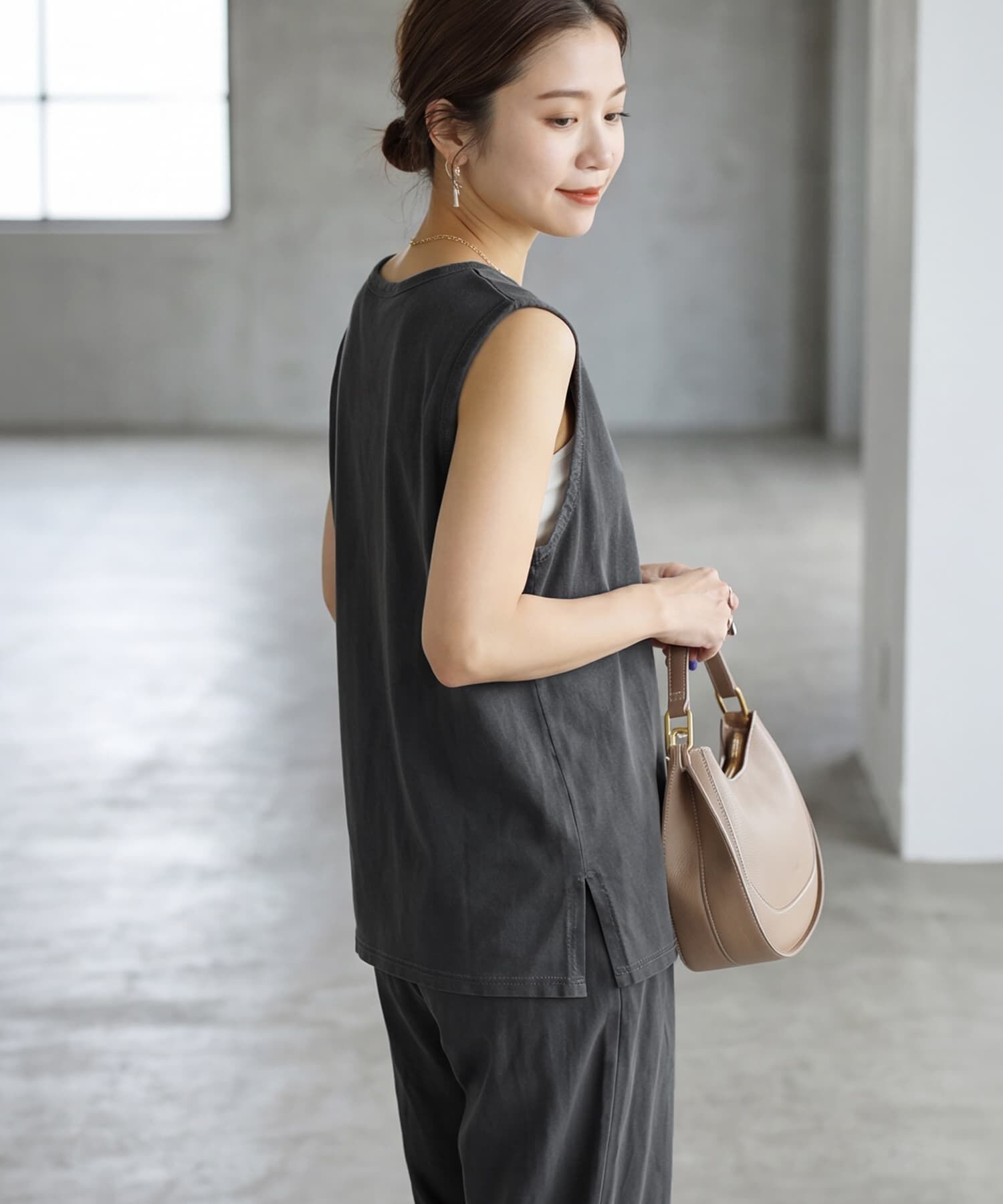 STYLE DELI「【セットアップ対応】綿100ピグメント加工ノースリトップ」|タンクトップ|