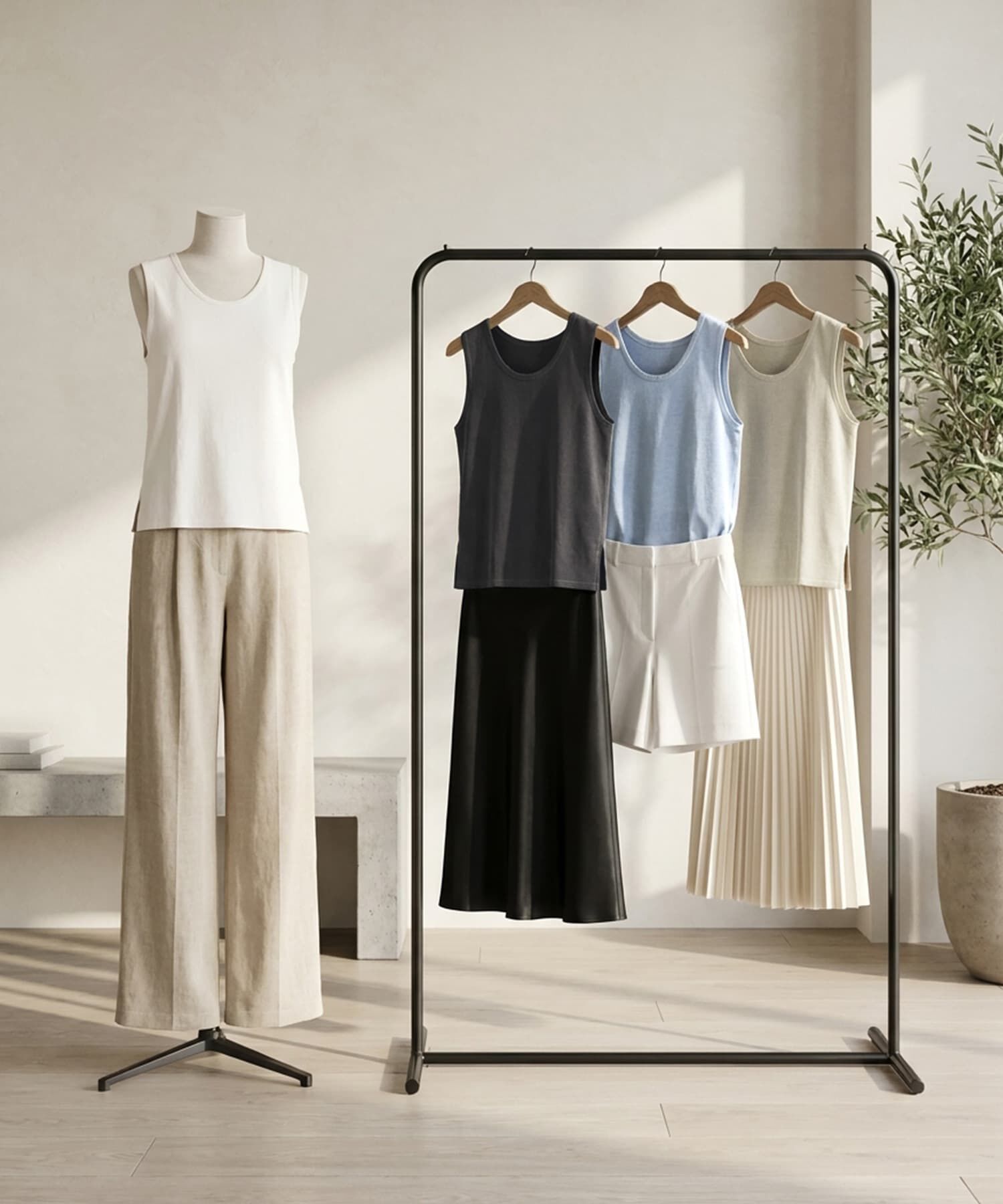 STYLE DELI「【セットアップ対応】綿100ピグメント加工ノースリトップ」|タンクトップ|