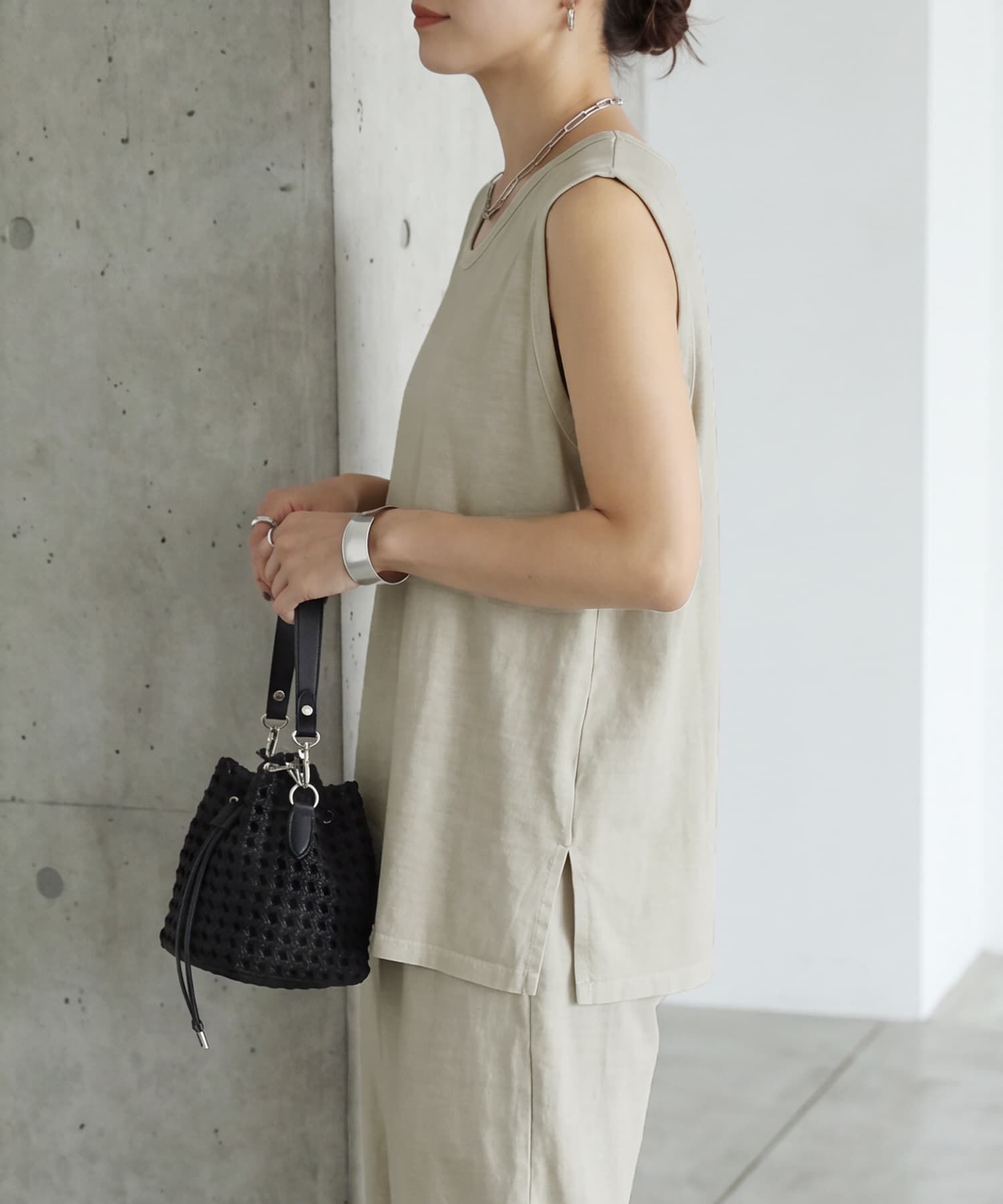 STYLE DELI「【セットアップ対応】綿100ピグメント加工ノースリトップ」|タンクトップ|