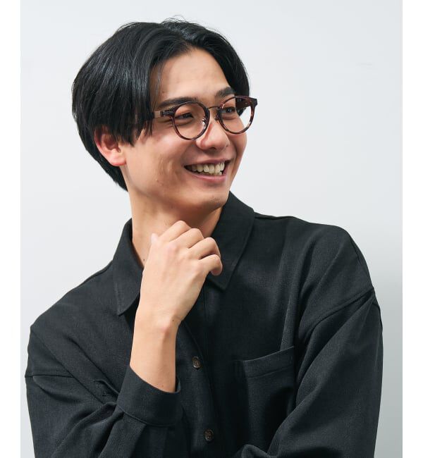  「ボストン型 メガネ | 中顔面短縮みえメガネ レザー調 ラバーテンプル 伊達メガネ CLASSIC レンズ交換券付」|メガネ|