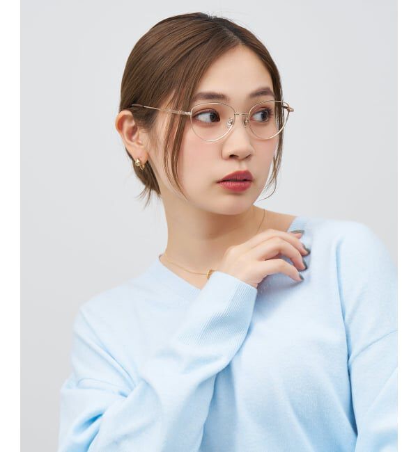  「フォックス キャッツアイ メガネ | メタルフレーム 眼鏡 伊達メガネ 度付き 度なし レンズ交換券付」|メガネ|
