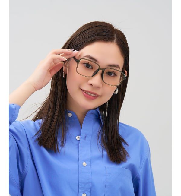 「 ウェリントン型 メガネ | 太縁フレーム 軽量 眼鏡 伊達めがね 度付き メンズ FASHION レンズ交換券付」|メガネ|薄オリーブ1