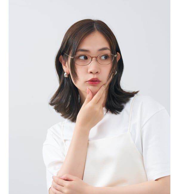  「FASHION オーバル型 メガネ | コンビネーションフレーム 軽量 メタル 読書 ビジネス レンズ交換券付」|メガネ|