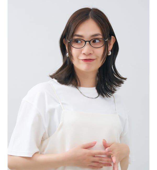  「FASHION オーバル型 メガネ | コンビネーションフレーム 軽量 メタル 読書 ビジネス レンズ交換券付」|メガネ|