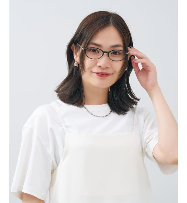  「FASHION オーバル型 メガネ | コンビネーションフレーム 軽量 メタル 読書 ビジネス レンズ交換券付」|メガネ|