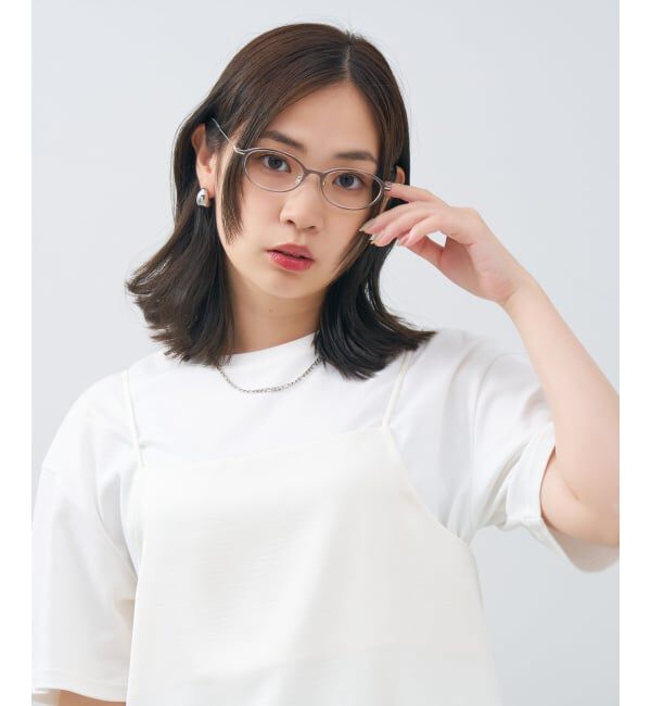  「FASHION オーバル型 メガネ | コンビネーションフレーム 軽量 メタル 読書 ビジネス レンズ交換券付」|メガネ|