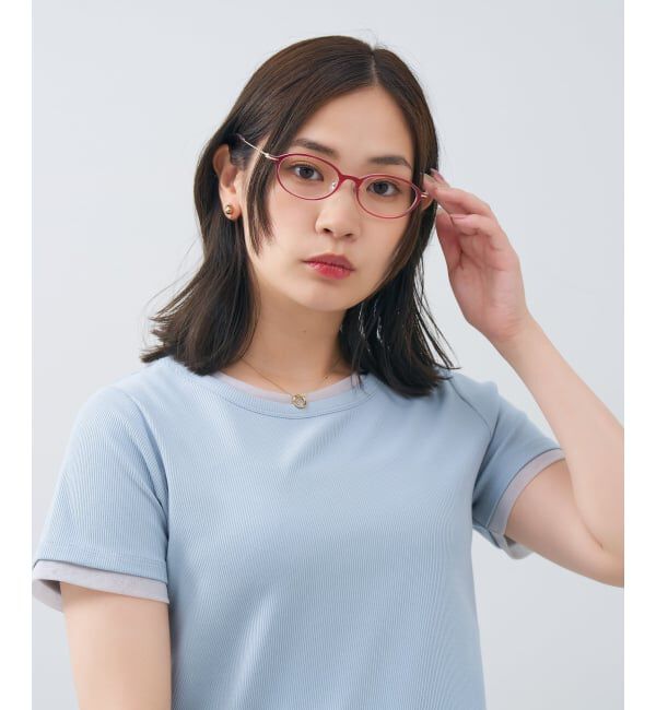  「FASHION オーバル型 メガネ | コンビネーションフレーム 軽量 メタル 読書 ビジネス レンズ交換券付」|メガネ|
