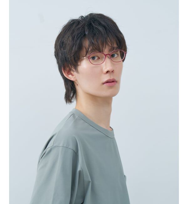  「FASHION オーバル型 メガネ | コンビネーションフレーム 軽量 メタル 読書 ビジネス レンズ交換券付」|メガネ|
