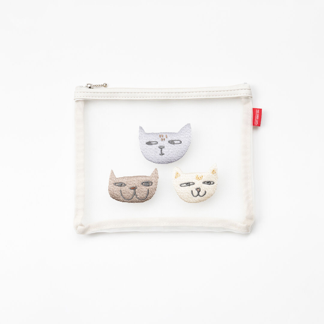  「THE THREE CATS メッシュフラットポーチ」|ポーチ|IVO