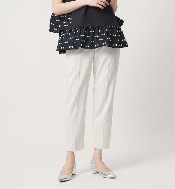UNITED ARROWS「シャイニー スリム パンツ OFF WHITE ‐ストレッチ ウォッシャブル‐」|スラックス|